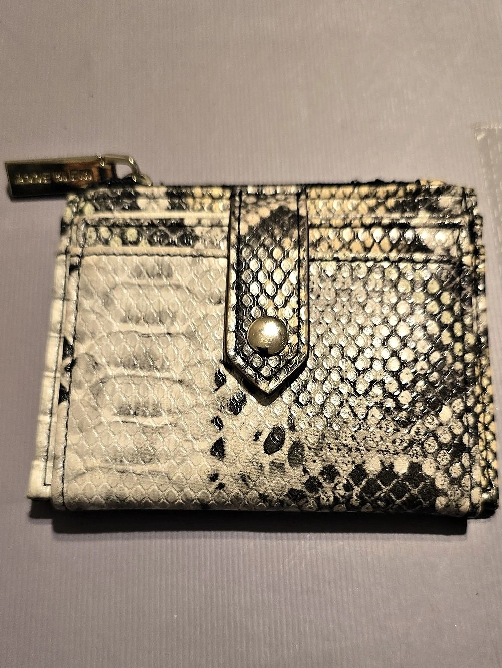 Anne Klein Animal Print Wallet in White & Black